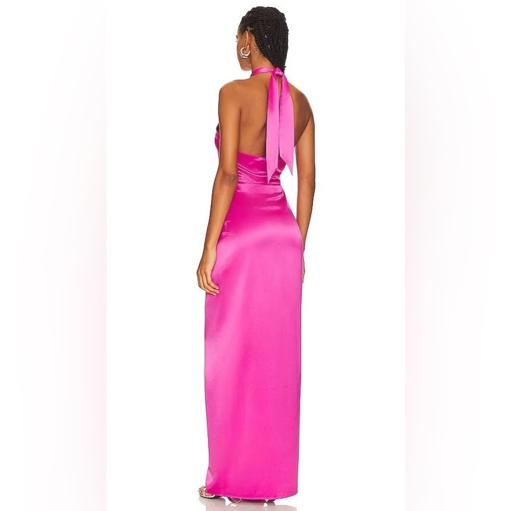 Ronny Kobo Collection Zadena Backless Vibrant Pink Maxi Halter Dress - Picture 3 of 15